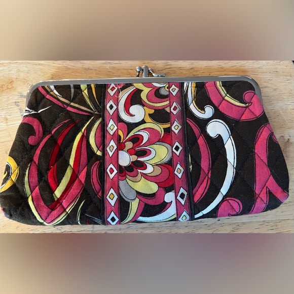Vera Bradley Double Kiss Lock Clutch Wallet Puccini Retired Pattern Floral - Picture 5 of 10